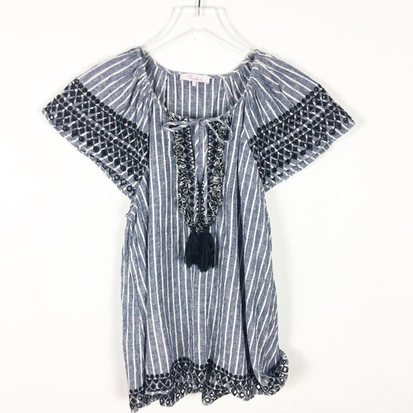 Parker Tops Parker Linen Embroidered Peasant Blouse Poshmark